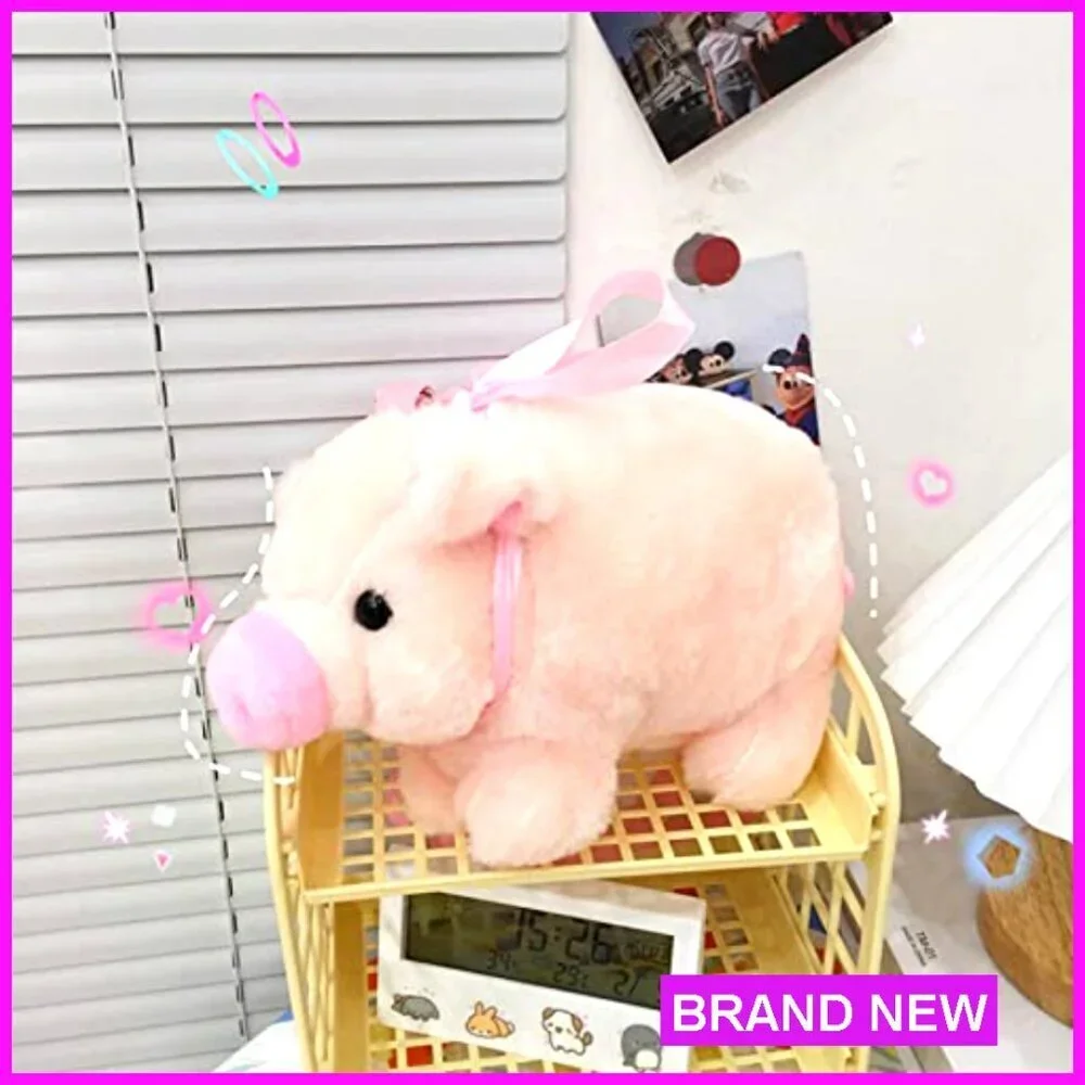 Plush Pig Crossbody Bag Kawaii Satchel Adjustable Strap Kids Gift